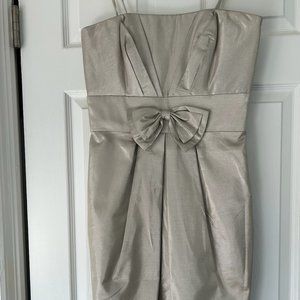 Badgley Mischka Silver Strapless Dress 6